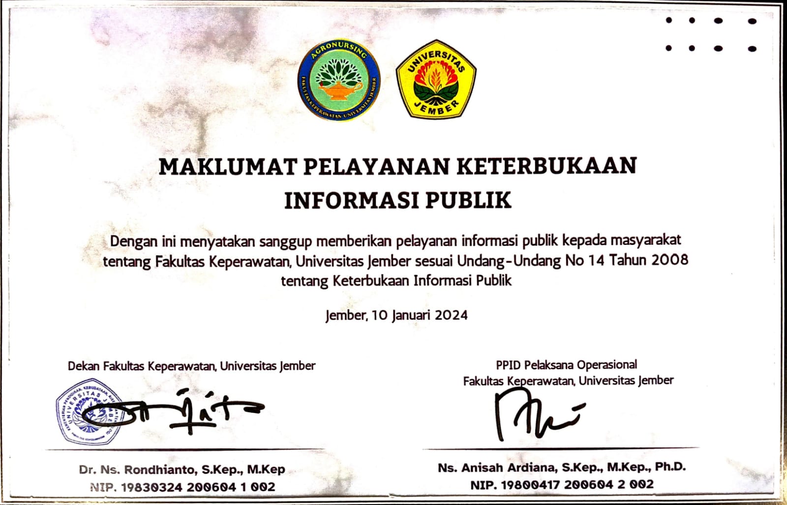 Maklumat Pelayanan FKEP UNEJ